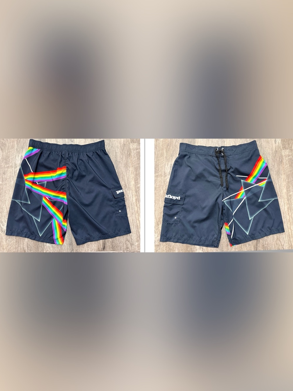 Official Pink Floyd Sz XXL Board Shorts Swim Trunks 2015 Large Logo Cargo Pocket